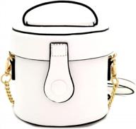 womens girls faux leather top-handle small bucket round satchel purse crossbody bag logo