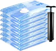 7 large vacuum storage bags: airtight compression for clothes, pillows, comforters & more - includes travel hand pump! логотип