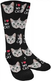 img 4 attached to Custom Photo Socks - Create I Love My Cat Blue Crew Unisex Socks With Your Picture
