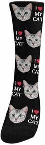 img 2 attached to Custom Photo Socks - Create I Love My Cat Blue Crew Unisex Socks With Your Picture