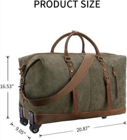 img 2 attached to Effortless Travel With Kattee'S Leather And Canvas Rolling Duffel Bag - 50L Army Green