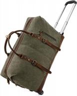 effortless travel with kattee's leather and canvas rolling duffel bag - 50l army green logo
