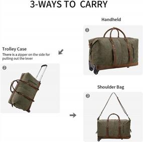 img 1 attached to Effortless Travel With Kattee'S Leather And Canvas Rolling Duffel Bag - 50L Army Green