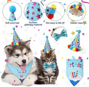 img 2 attached to 🐾 Dog Birthday Party Supplies for Boy/Girl Dogs - Bandana Triangle Scarf, Clothes Shirt, Cute Dog Hat & Bow Tie Collar with 0-8 Numbers for Puppy's 1st Birthday Party Outfits