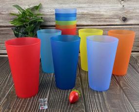 img 2 attached to YUYUHUA BPA-Free Plastic Tumblers - Assorted Colors (Set Of 12, 32 Oz)