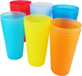 img 4 attached to YUYUHUA BPA-Free Plastic Tumblers - Assorted Colors (Set Of 12, 32 Oz)