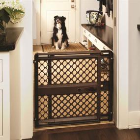 img 4 attached to 🐾 MYPET North States 42" Wide Pet Gate: Made in USA, Tool-Free Assembly, Pressure Mount, Fits 26"-42" Wide - Espresso Brown, 26" Tall