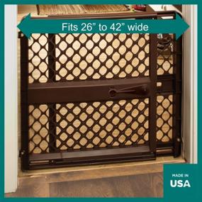 img 1 attached to 🐾 MYPET North States 42" Wide Pet Gate: Made in USA, Tool-Free Assembly, Pressure Mount, Fits 26"-42" Wide - Espresso Brown, 26" Tall