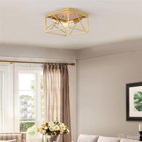 img 2 attached to 💡 Fivess Lighting: Elegant Modern Gold Flush Mount Light Fixture - Perfect for Hallways, Bedrooms, Kitchens, and More!