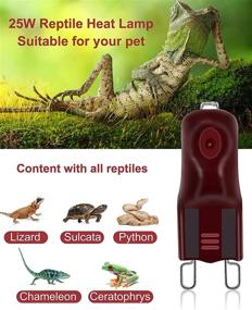 img 3 attached to 🦎 Jaenmsa G9 Heat Lamp Bulbs for Reptile, 25W Lizard Tank & Bearded Dragon Accessories, Infrared Basking G9 Halogen Light Bulbs 2 Pin for Reptiles and Amphibian Use, Night Red, Pack of 2