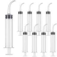 9 pack of graduated dental syringes with curved tip for versatile oral care, tonsil stone removal, lab use, and small pet feeding (curved tip, no measurements) logo