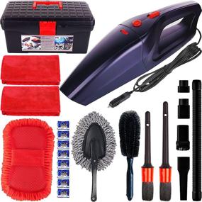 img 4 attached to 🚗 LIANXIN Car Wash Kit & High Power Handheld Vacuum with Microfiber Towels, Red Car Wash Sponges, Tire Brush - Complete Interior Car Care Accessories Set for Women and Men