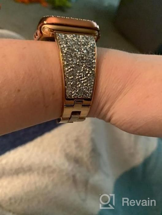 img 1 attached to Shinystone-Silver Sparkling Bling Diamonds Compatible Apple Watch Band Series 8 7 6 5 4 3 SE 41Mm 40Mm 38Mm For Women review by Rebecca Bourassa
