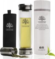 bpa-free double wall glass travel tea mug with stainless steel filter and watertight tea bottle for loose leaf tea and fruit infused water 14oz - uendure tea tumbler with infuser logo