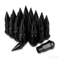 🔩 set of 20 black aluminum extended tuner wheel spikes lug nuts for rims - m12x1.5, 60mm length logo