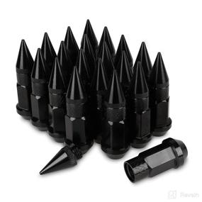 img 4 attached to 🔩 Set of 20 Black Aluminum Extended Tuner Wheel Spikes Lug Nuts for Rims - M12X1.5, 60MM Length
