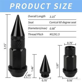 img 3 attached to 🔩 Set of 20 Black Aluminum Extended Tuner Wheel Spikes Lug Nuts for Rims - M12X1.5, 60MM Length