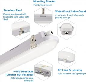 img 3 attached to 4FT LED Vapor Tight Light 60W 6600Lm - Waterproof Outdoor Shop Light 5000K IP66 100-277V UL Listed
