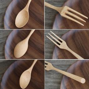 img 2 attached to ADLORYEA Wooden Forks And Spoons Set - 6 Piece Natural Utensils For Pasta, Dinner, Tea, Salad Desserts, And More