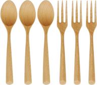 adloryea wooden forks and spoons set - 6 piece natural utensils for pasta, dinner, tea, salad desserts, and more logo