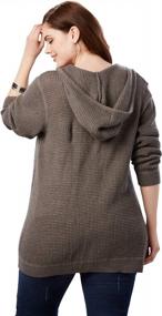 img 2 attached to Roamans Women'S Plus Size Thermal Waffle Hoodie Cardigan Full-Zip Up Sweater