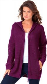 img 4 attached to Roamans Women'S Plus Size Thermal Waffle Hoodie Cardigan Full-Zip Up Sweater