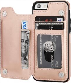 img 4 attached to Premium PU Leather Wallet Case For IPhone 6S With Kickstand, Card Slots, And Double Magnetic Clasp - Shockproof And Durable Cover In Rose Gold Color (4.7 Inch)