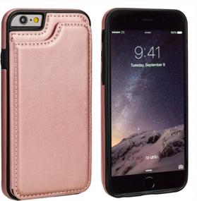img 2 attached to Premium PU Leather Wallet Case For IPhone 6S With Kickstand, Card Slots, And Double Magnetic Clasp - Shockproof And Durable Cover In Rose Gold Color (4.7 Inch)