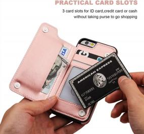 img 1 attached to Premium PU Leather Wallet Case For IPhone 6S With Kickstand, Card Slots, And Double Magnetic Clasp - Shockproof And Durable Cover In Rose Gold Color (4.7 Inch)