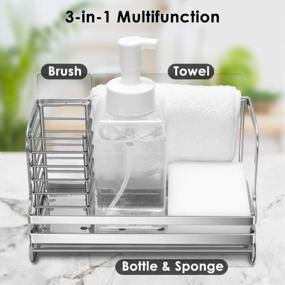 img 2 attached to Stainless Steel Rustproof Kitchen Sink Organizer Caddy With Drain Pan Tray For Sponge Scrubber Brush Dishrag And Dishcloth Holder Rack - ODesign