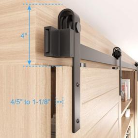img 1 attached to ZEKOO 2.5-8 FT Super Mini Sliding Barn Door Hardware Kit J Shape Hanger Flat Track For Cabinet TV Stand Console (5FT, Double Door Kit)