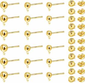 img 4 attached to 925 Sterling Silver Ball Post Earring Stud Set Gold 18 Pcs Ball(3/4/5Mm) Post Earring Stud With Closed Loop 22 Pcs Butterfly Earring Backs Replacements For DIY Jewelry Making Findings