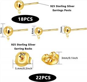 img 2 attached to 925 Sterling Silver Ball Post Earring Stud Set Gold 18 Pcs Ball(3/4/5Mm) Post Earring Stud With Closed Loop 22 Pcs Butterfly Earring Backs Replacements For DIY Jewelry Making Findings