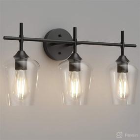 img 4 attached to 🚽 Matte Black Industrial Bathroom Vanity Light Fixtures with Clear Glass – Vintage Edison Wall Lamp Fixture for Bathroom (3-Lights)