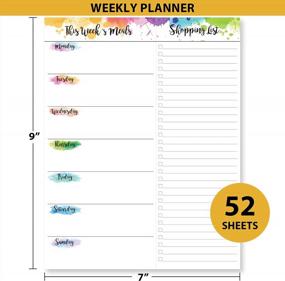 img 2 attached to 52-Week Magnetic Meal Planner Notepad With Grocery List - 7" X 9", Tear Off Shopping List, Refrigerator Door Hanging Food Organizer