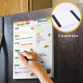 img 3 attached to 52-Week Magnetic Meal Planner Notepad With Grocery List - 7" X 9", Tear Off Shopping List, Refrigerator Door Hanging Food Organizer