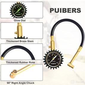 img 3 attached to 🏍️ Accurate Motorcycle Tire Pressure Gauge - PUIBERS 60 PSI, 2'' Dial with Right Angle Chuck & Glow in The Dark – Ideal for Cars, Motorcycles, Bicycles!