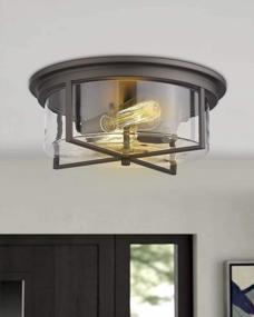 img 1 attached to Farmhouse Flush Mount Ceiling Light, 14 Inch 2-Light Fixture For Hallway Kitchen With Oil Rubbed Bronze Finish And Clear Glass - Zeyu 7106-2SF ORB