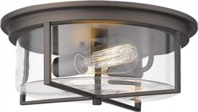 img 4 attached to Потолочный светильник заподлицо для фермерского дома, 14-дюймовый 2-светильник для кухни в прихожей с отделкой из протертой бронзы и прозрачным стеклом - Zeyu 7106-2SF ORB