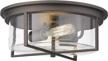 farmhouse flush mount ceiling light, 14 inch 2-light fixture for hallway kitchen with oil rubbed bronze finish and clear glass - zeyu 7106-2sf orb logo
