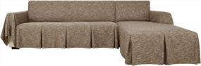 img 4 attached to YEMYHOM Sectional Couch Covers 2-Piece Linen L Shape Sofa Cover With Ruffles Durable Slip Covers For Dogs Furniture Protector Slipcovers For Living Room (3-Seat With Left Chaise, Coffee)