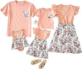 img 3 attached to 👗 Printed Dresses for Girls in Matching Family Outfits - Girls' Clothing Collection