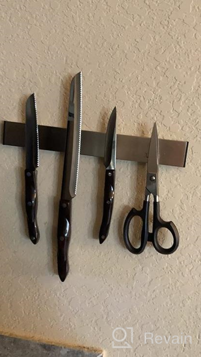 img 1 attached to Enkrio Magnetic Knife Holder For Wall - 12 Inch Black Stainless Steel Strip, No Drilling Required | Organize Your Kitchen With This Knife Rack And Keep Your Knives Handy! review by Gregory Braddock