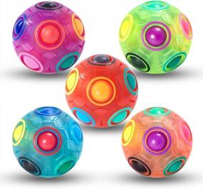 img 4 attached to 5 Pack Vdealen Rainbow Puzzle Ball Fidget Toy - веселое 3D волшебное средство для снятия стресса для детей, подростков и взрослых!