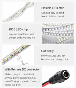 img 1 attached to 24V DC 32.8Ft ALITOVE LED Strip Lights Waterproof 6000K Cool White - Perfect For Kitchen Garden Under-Cabinet Backyard Hallways Stairs Decoration Lighting