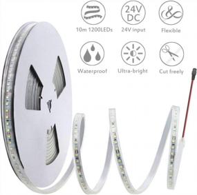 img 3 attached to 24V DC 32.8Ft ALITOVE LED Strip Lights Waterproof 6000K Cool White - Perfect For Kitchen Garden Under-Cabinet Backyard Hallways Stairs Decoration Lighting