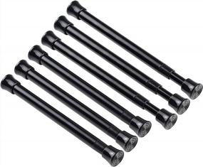 img 4 attached to KXLIFE Small Spring Tension Curtain Rod For Narrow Window, Cupboard Dividers(Black-6 PCS, 7 To 12 Inch)