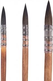 img 3 attached to 3-Piece Professional Watercolor Paint Brush Set With Squirrel Hair - Mop, Round & Fine Tip Brushes For Art Painting, Gouache & Detailing