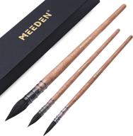 3-piece professional watercolor paint brush set with squirrel hair - mop, round & fine tip brushes for art painting, gouache & detailing logo