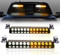 🚦 booyu led traffic advisor dash strobe light bar - blinking amber/white emergency hazard lights for law enforcement & firefighter trucks (2×13.5in, interior windshield, suction cup) логотип